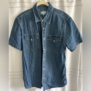 Tecovas MEN'S DENIM SHORT SLEEVE PEARL SNAP